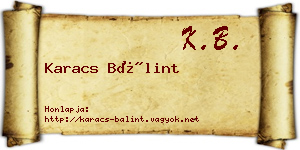 Karacs Bálint névjegykártya