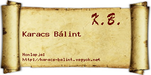 Karacs Bálint névjegykártya
